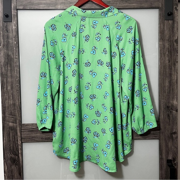 CAbi Green Cottagecore Floral Button Down Shirt Pop Art Women's L Preppy Teacher - Picture 3 of 11